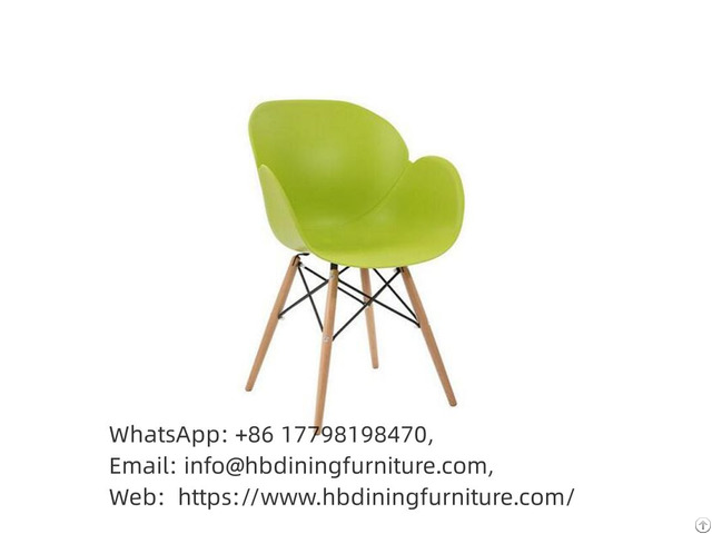 Plastic Chair With Wooden Legs And Metal Support Dc P20