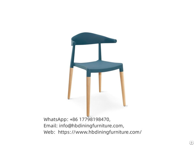 Plastic Dining Chair With Wooden Legs Dc P72