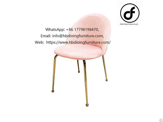 Pink Velvet Metal Leg Dining Chair