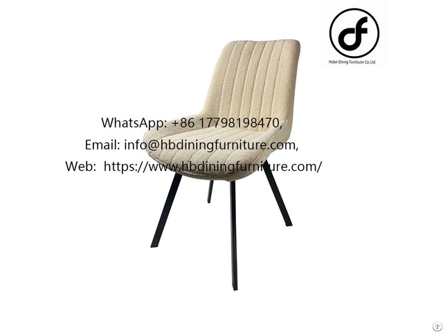 Velvet Dining Chair With Large Cushion And Metal Legs