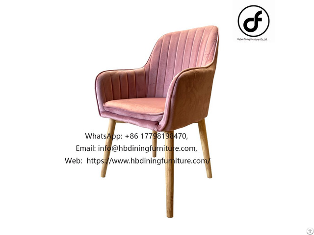 Velvet Armchair With Wooden Legs