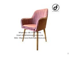 Velvet Armchair With Wooden Legs