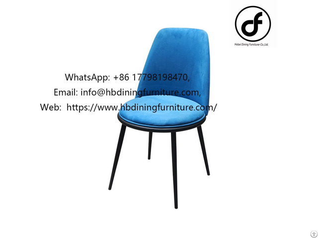 Velvet Dining Chair With Metal Legs And Round Cushions