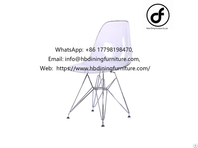 Translucent Plastic Metal Leg Dining Chair