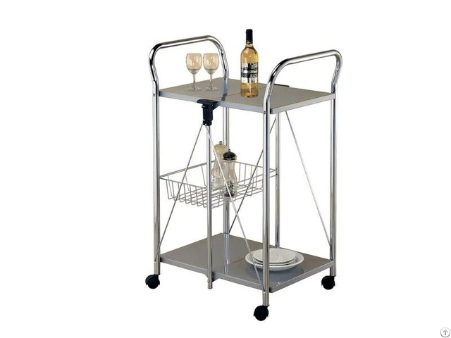 Handle Frame Two Tier Foldable Trolley