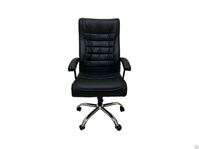 Black Leather Swivel Office Chair With Arms Dc B21