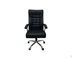 Black Leather Swivel Office Chair With Arms Dc B21