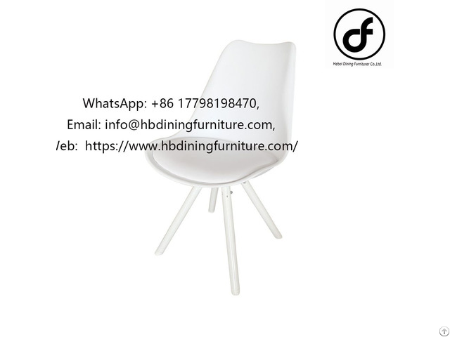 White Wooden Leg Plastic Dining Chair