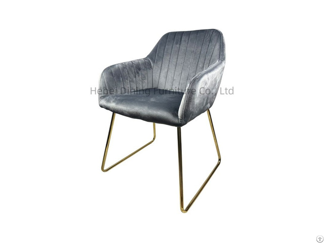 Velvet Material Iron Leg Lazy Sofa Dining Chair