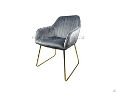 Velvet Material Iron Leg Lazy Sofa Dining Chair