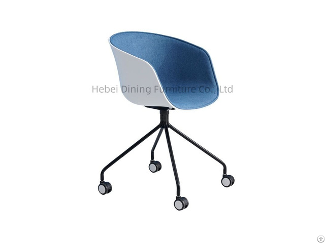 Fabric Bucket Dining Chair Swivel Wheel With Metal Legs