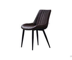 Leather Dining Chair Large Seat Cushion Black Wooden Legs