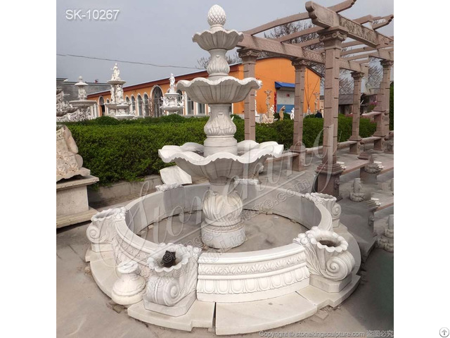 Manufacturer White Marble Three Tier Water Fountain For Outdoor Garden And Courtyard Decoration