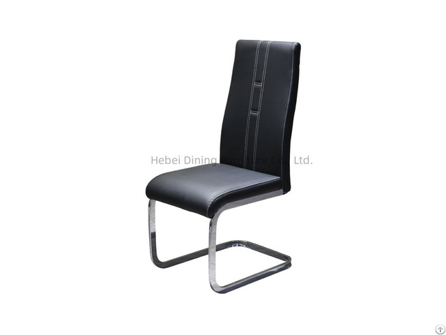 Leather Dining Chair With Curved Metal Legs