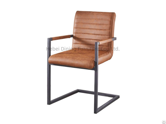 Metal Frame Leather Armchair Pu Dining Chair