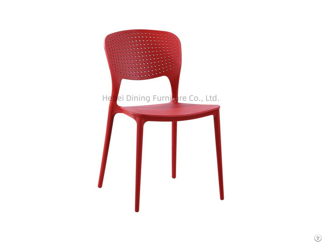 Red Plastic Dining Chair With Backrest