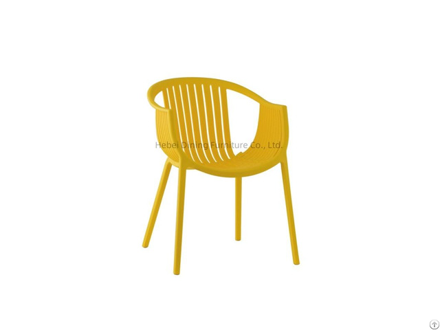 Plastic Hollow Back Armrest Dining Chair