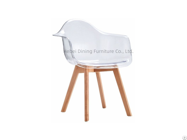 Acrylic Armrest Dining Chair Wooden Legs