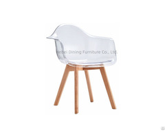 Acrylic Armrest Dining Chair Wooden Legs