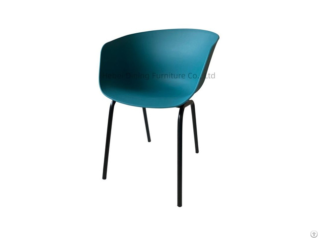 Semi Round Plastic Dining Chair With Metal Legs