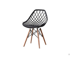 Plastic Chair With Hollow Back And Wooden Legs