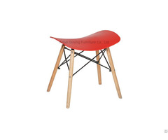 Rectangular Plastic Stool With Wooden Legs