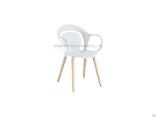 Plastic Armchairs With Cut Out Backrest Wood Legs