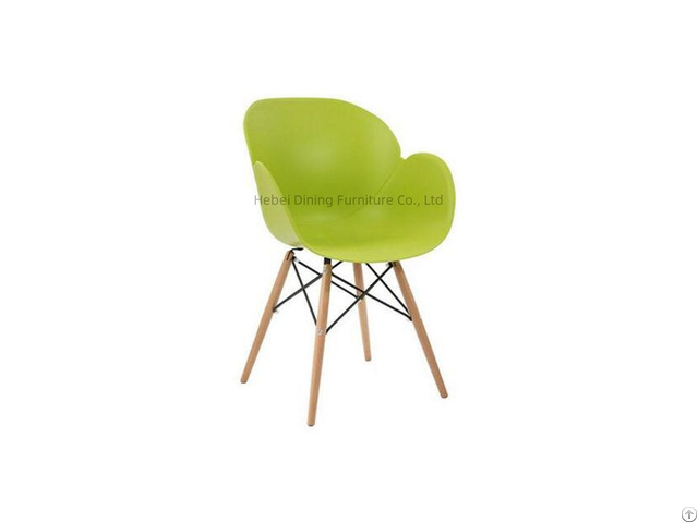 Plastic Chair With Wooden Legs And Metal Support