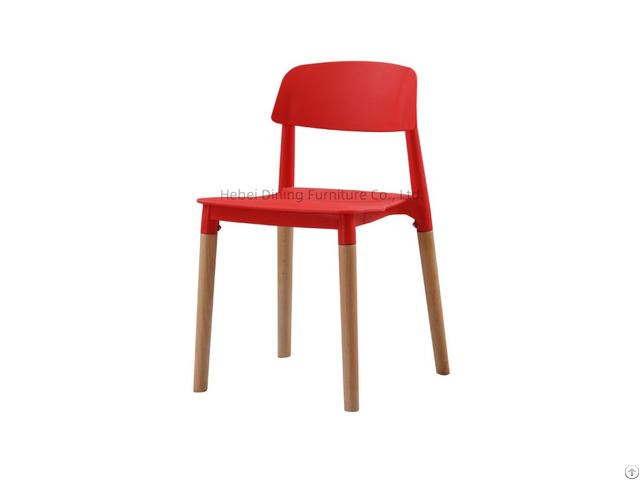 Square Seat Plastic Back Four Wood Legs Dining Chair