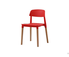 Square Seat Plastic Back Four Wood Legs Dining Chair