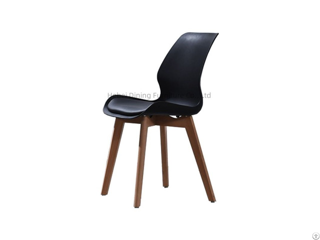 Wood Frame And Plastic Seat Stacking Chair