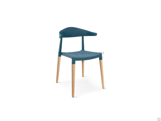 Hot Selling Plastic Dining Chair With Wooden Legs