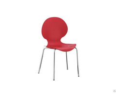 Plastic Chair With Round Back And Iron Legs