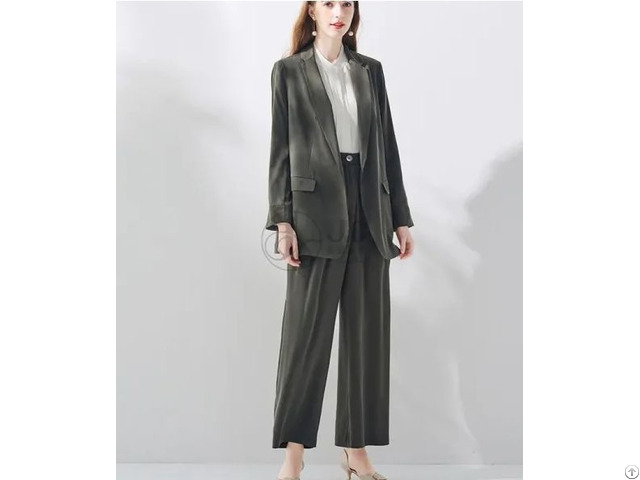 Silk Blazer And Pants Set