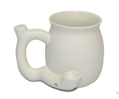 15oz White Ceramic Pipe Mugs Customizable Logo Cut Tobacco Coffee Cups