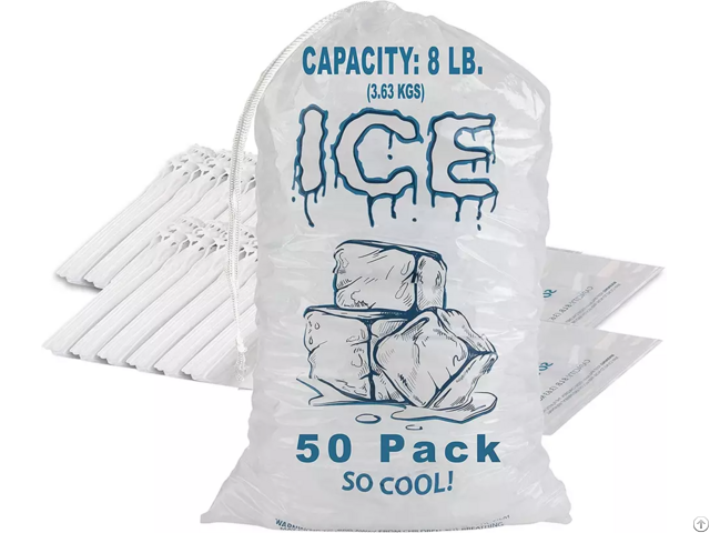 Heavy Duty Ice Bag Flat Cotton Drawstring Handle Packaging