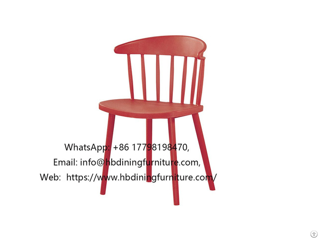 Red Curved Backrest Plastic Dining Chair