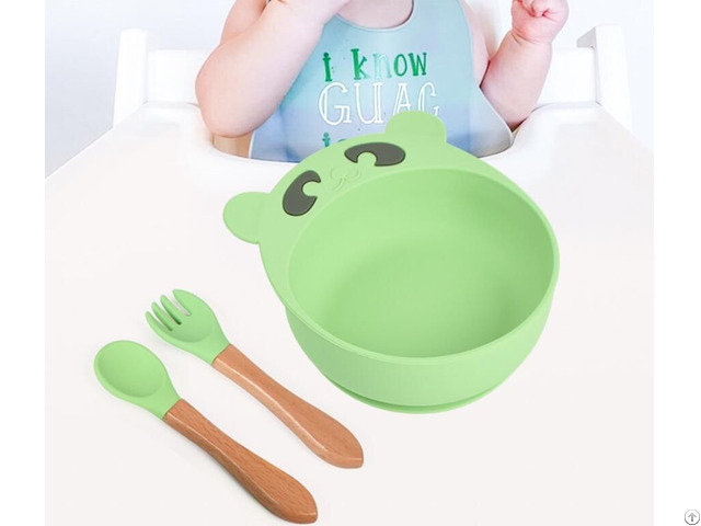 Hot Sales Kids Baby Infant Silicone Food Bowl Spoon Fork Set