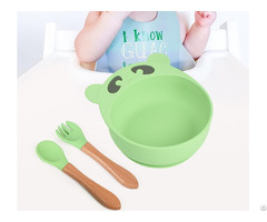 Hot Sales Kids Baby Infant Silicone Food Bowl Spoon Fork Set