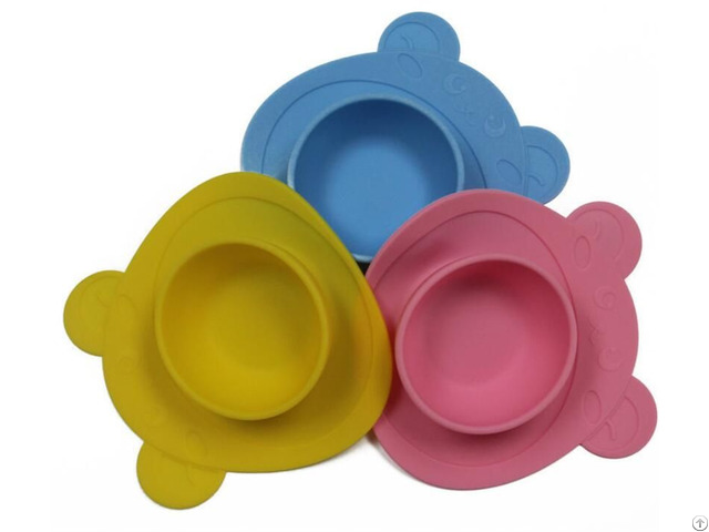 Cartoon Shaped Kids Baby Children Silicone Food Plates Bowl