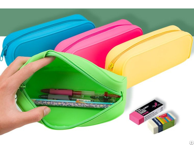 Zipper Silicone Bags Purse Pen Case