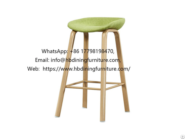 Fabric Cushion Bar Chair With High Wooden Legs