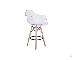 Transparent Plastic And Wood Counter Chair Side Stool