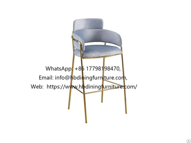 Velvet Armrest Bar Chair With Metal Legs