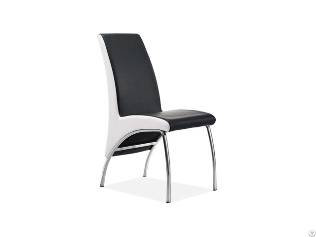 Curved Electroplated Leg Leather Dining Chair