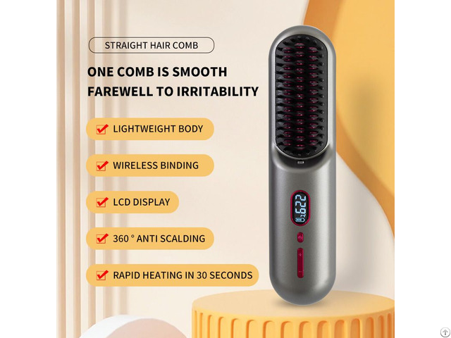 Cordless Portable Hair Straightener Brush For Travel-mini Ionic Hot Comb Straightener