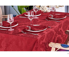 Jacquard Polyester Tablecloth Red Barcelona