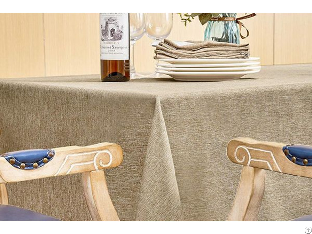 Cationic Yang Dyed Polyester Tablecloth Mocha