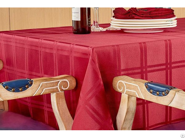 Microfiber Plaid Tablecloth Red