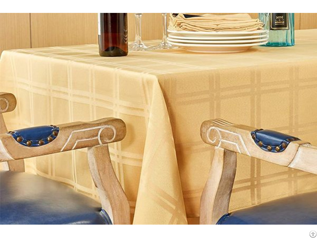 Microfiber Plaid Tablecloth Gold